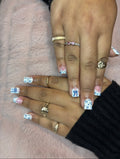 Blueberry Lace French Tips with Bows🫐